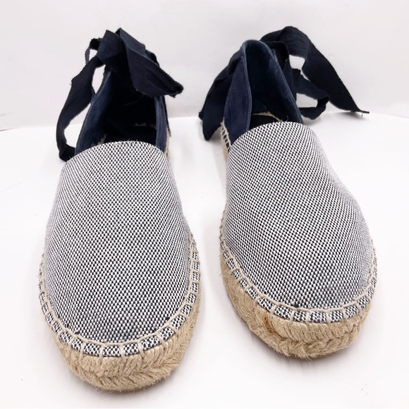 {Vince} Canvas & Suede Espadrilles Ankle Tie Navy - Picture 6 of 16